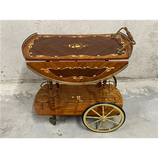 Vintage Italian Bar Trolley Cart - Drop Leaf (approx: 30x15.75" & 27"T) Two 7" Extensions