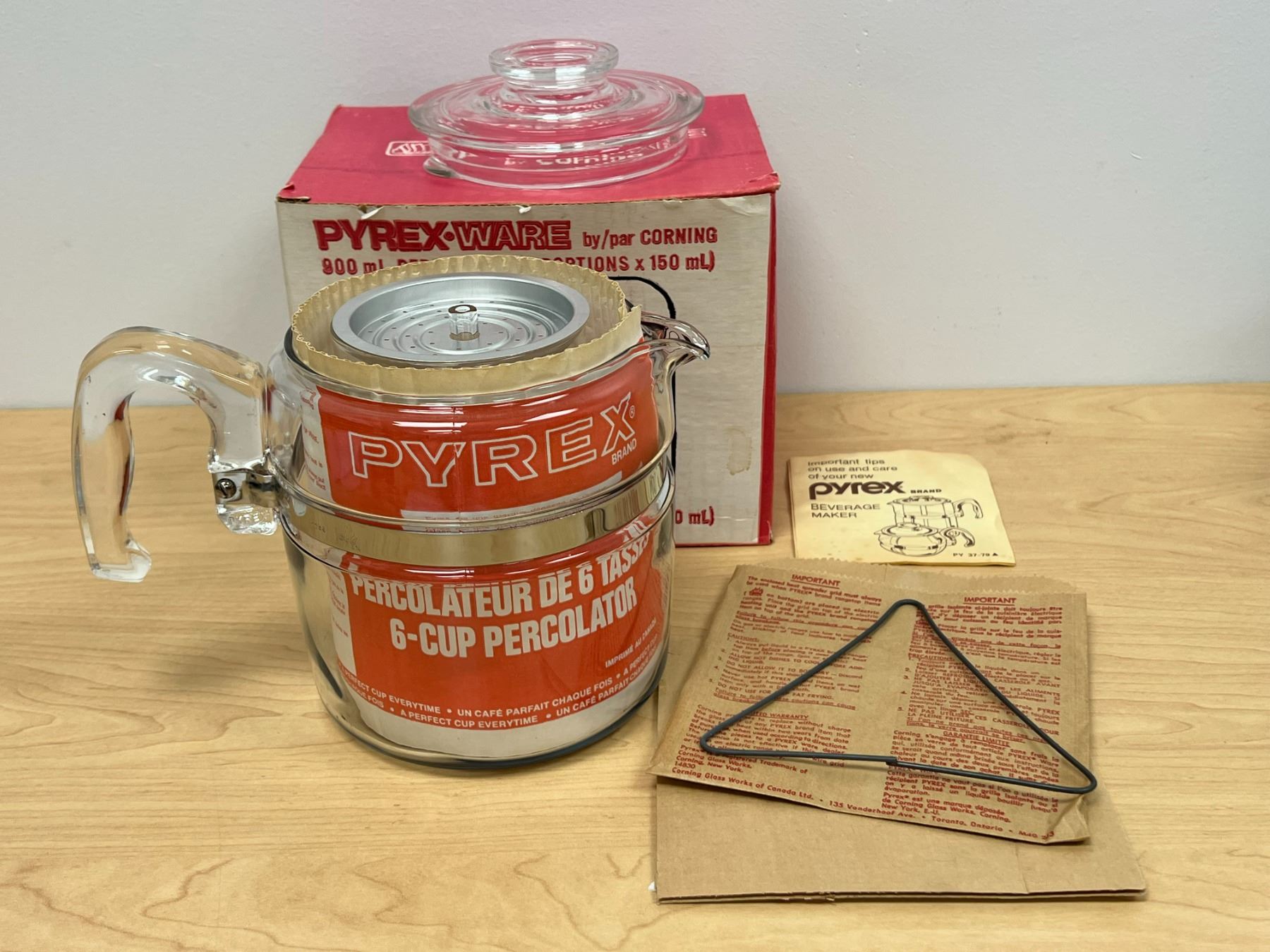 New In Box Vintage Pyrex Ware 7756 Coffee Percolator 6 Cup
