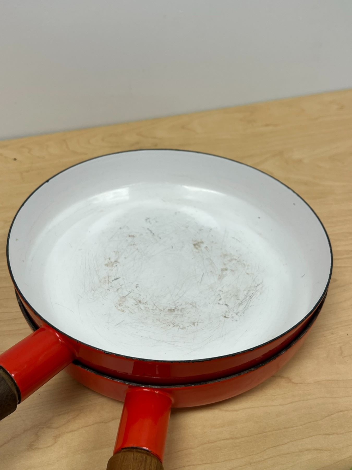 2 Dansk Designs France Metal Enamel Frying Pans 10" Some wear, see pics