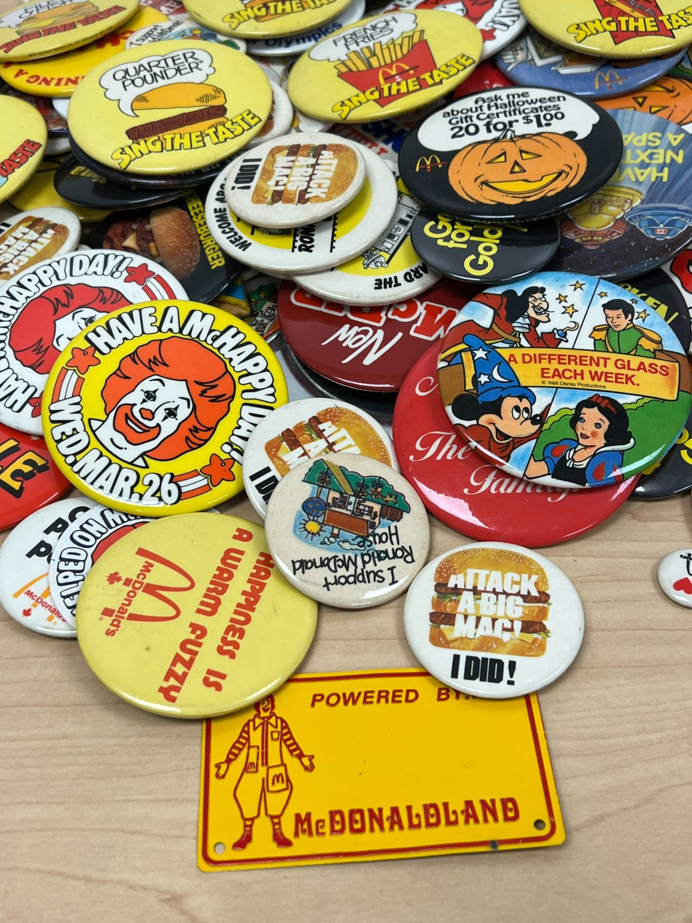 100+ Vintage Mcdonald's Pinback Buttons - Mostly Mcdonalds Collectibles