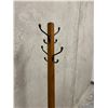 Image 2 : Vintage Oak Coat Tree Rack Jacket Holder (approx: 66" tall)