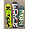Image 8 : 3 Snowboards - one has no bindings (tallest approx: 56x10.5")