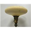 Image 2 : Brass Tri-Light Torchiere Floor Lamp With Beautiful Glass Shade - Working Appr: 65" tall 16" shade