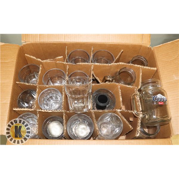 BOX OF ASSORTED GLASSES