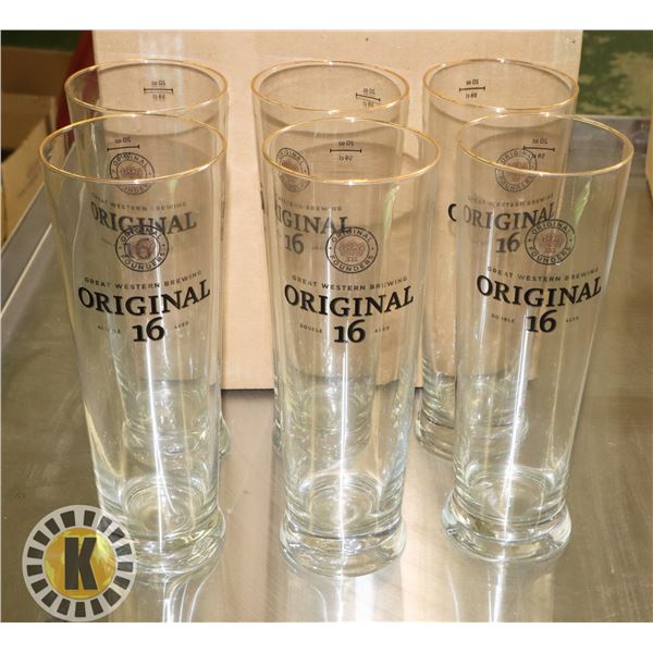 CASE OF ORIGINAL 16 BEER GLASSES