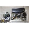 Image 1 : TOTE OF ASSORTED GLASSES AND MORE