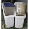 Image 1 : TWO ROLLING FOOD STORAGE BINS WITH MORE