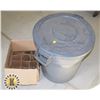 Image 1 : GARBAGE CAN SOLD WITH PARTIAL BOX OF GLASSWARE