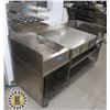 Image 2 : STAINLESS STEEL TABLE WITH DRAWERS, SHELVES
