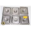 Image 1 : LOT OF 6 X 1/6 STAINLESS STEEL INSERT COVER LID