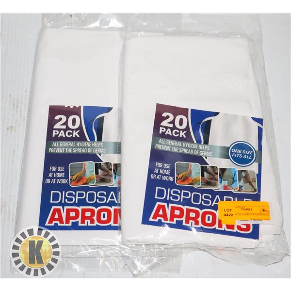 TWO NEW 20 PACKS OF DISPOSABLE APRONS