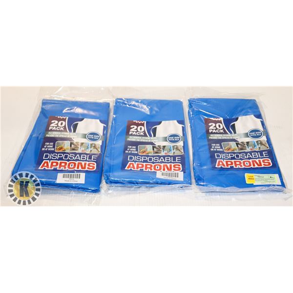 2 PACKAGES OF NEW DISPOSABLE APRONS 20 COUNT/ PACK