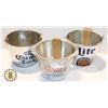 Image 1 : LOT OF 3 BEER BUCKETS COORS/ MILLER/ CORONA
