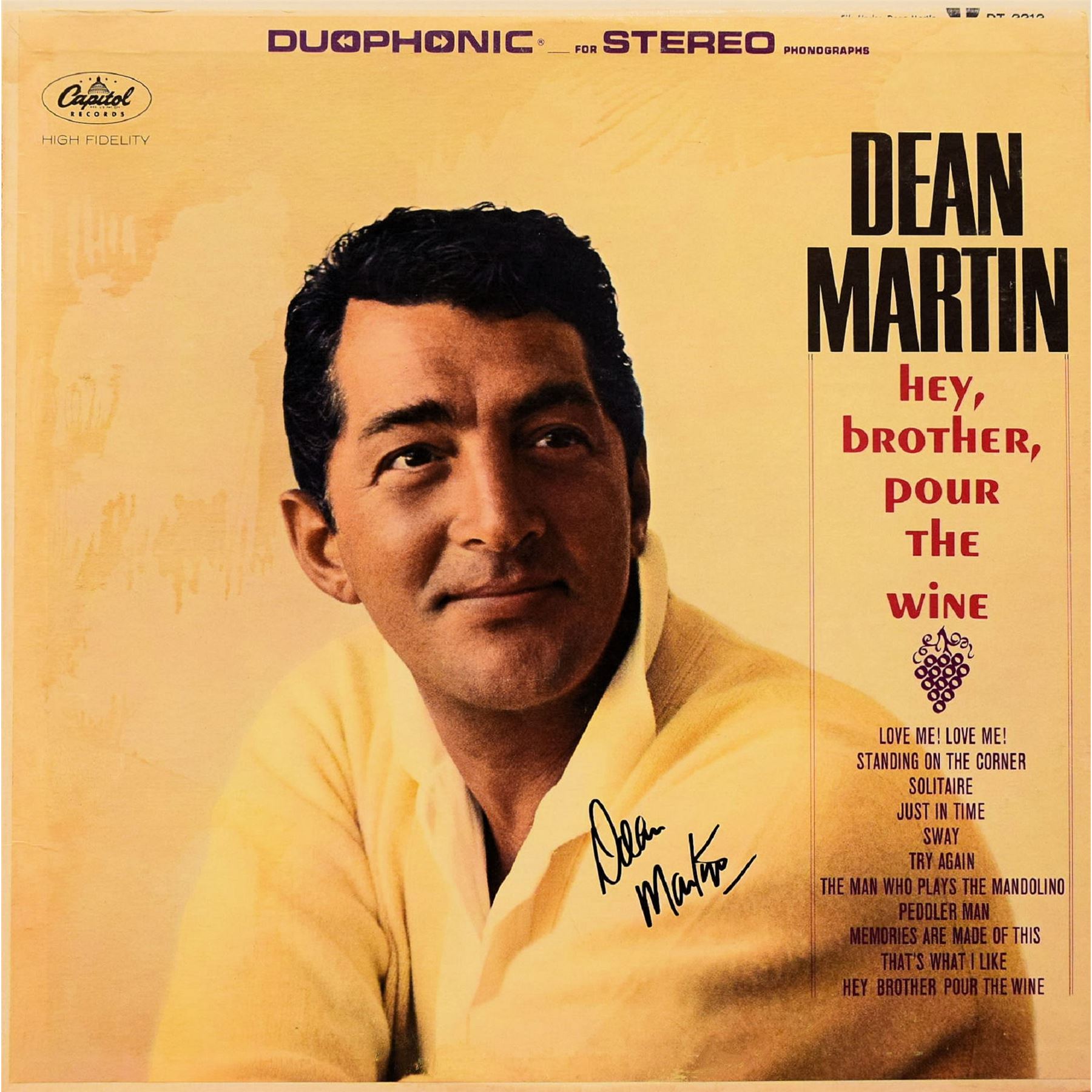 Dean Martin signed Hey, Brother, Pour the Wine album