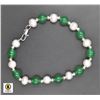 Image 1 : #21-NATURAL FRESH WATER PEARL ,EMERALD  BRACELET