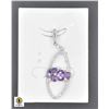 Image 1 : #77-NATURAL UNHEATED AMETHYST 5X7  &  CZ PENDANT