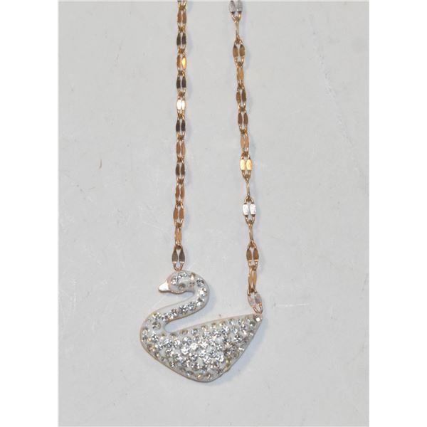 Rose gold swan necklace Clearance