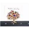 NEW GOLD TONE RHINESTONE TREE BROOCH