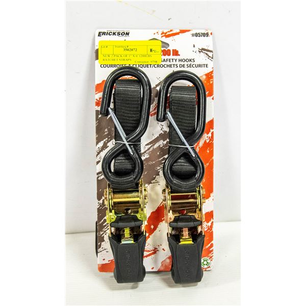 NEW 2 PACK OF 1" X 6' 1200LBS RATCHET STRAPS