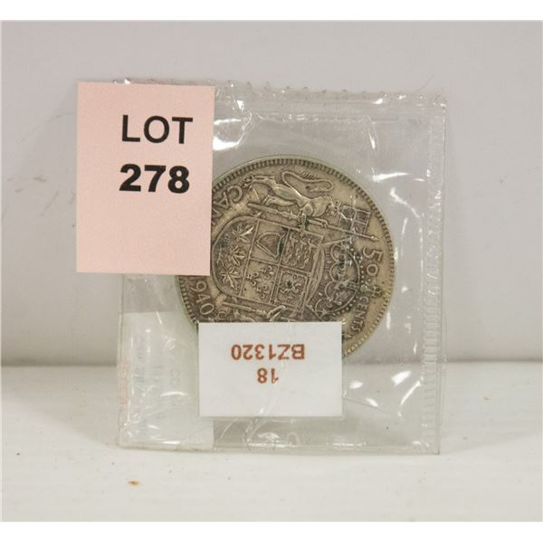 CANADA 1940 SILVER 50 CENT COIN