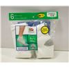 6PK ANKLE SOCKS ,SIZE 12-16, WHITE