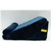 Image 1 : BLUE VELVET COVERED MULTI POSITION WEDGE PILLOW