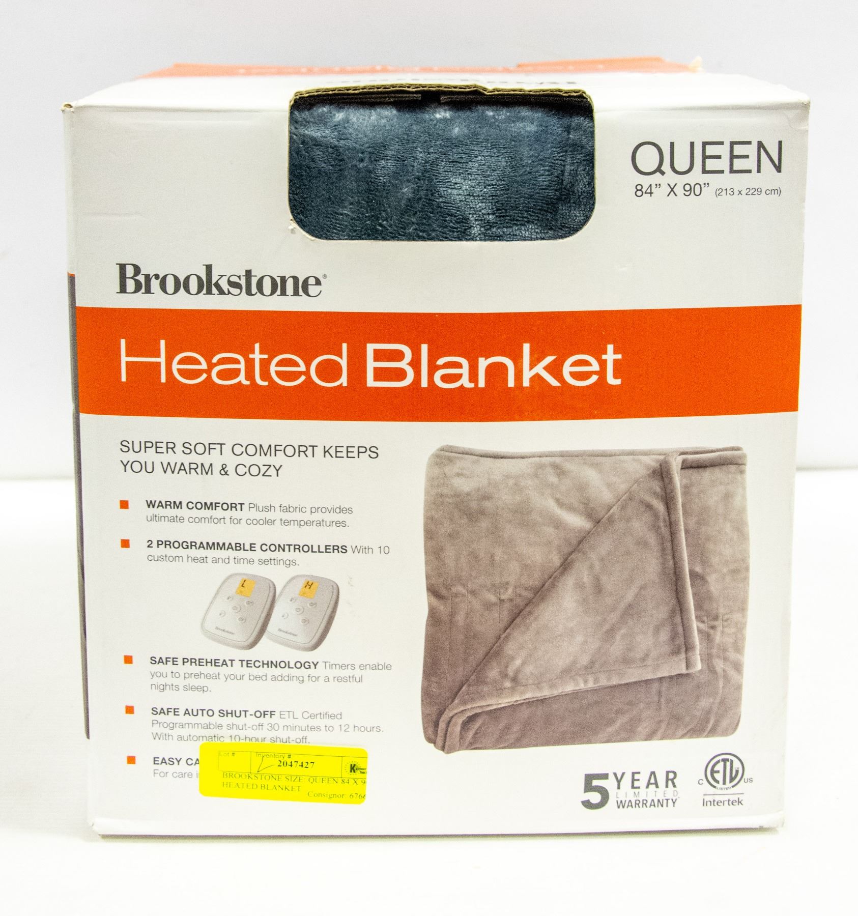 BROOKSTONE SIZE QUEEN 84 X 90 HEATED BLANKET