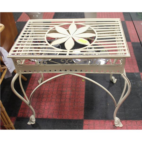 FLORAL METAL END TABLE APPROX H-23" W-15.5" L-26"