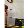 Image 1 : LOT OF 3 CLEAR LARGE TOTES WITH LOCKING GRIP