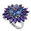 Image 2 : Natural Unheated Kyanite Amethyst Rhodolite Garnet Ring