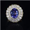 Image 1 : 4.12 ctw Tanzanite and 1.57 ctw Diamond 14K Yellow Gold Ring