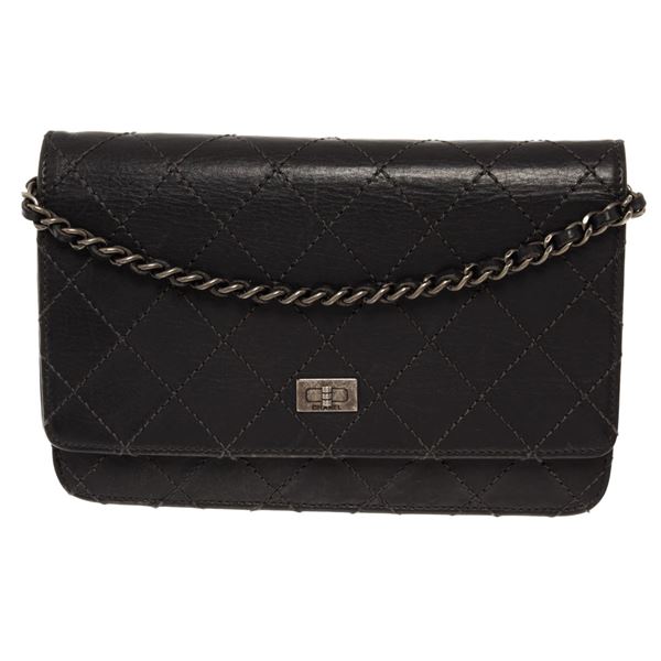 Chanel WOC Black Lambskin Leather Reissue Chain Wallet