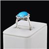 Image 1 : 5.21 ctw Turquoise and 0.28 ctw Diamond 14K White Gold Ring