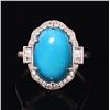 Image 2 : 5.21 ctw Turquoise and 0.28 ctw Diamond 14K White Gold Ring