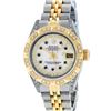 Image 2 : Rolex Ladies 2 Tone 18K MOP Sapphire String Diamond Lugs Datejust Wristwatch