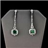 Image 1 : 3.18 ctw Emerald and 1.86 ctw Diamond Platinum Dangle Earrings