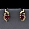 Image 1 : 14K Yellow Gold Custom Made Diamond and Ruby Composite Pair Of Earrings