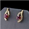 Image 2 : 14K Yellow Gold Custom Made Diamond and Ruby Composite Pair Of Earrings