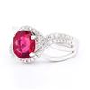 Image 2 : 2.06CT Rubelite Natural Tourmaline and 0.33 ctw Diamond 14K White Gold Ring