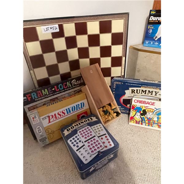 Large Wood Chess Set Rummy Cribbage Dominos