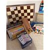 Image 1 : Large Wood Chess Set Rummy Cribbage Dominos