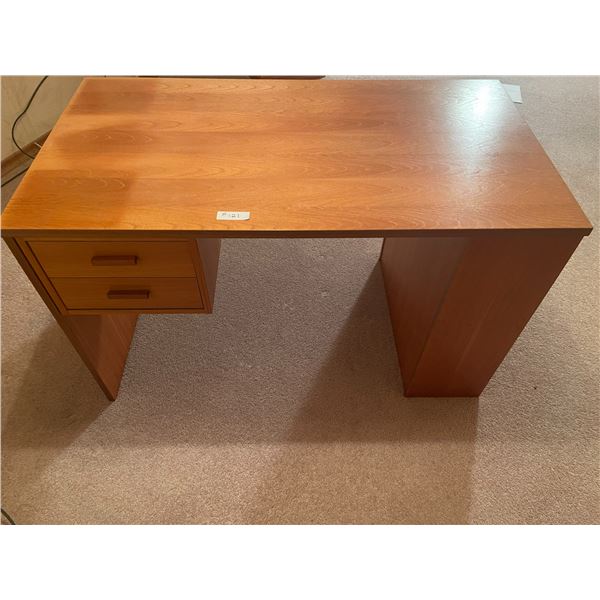 Mid Century Modern Office Desk Light Oak Book Shelf Side 29H x 47W x 26D