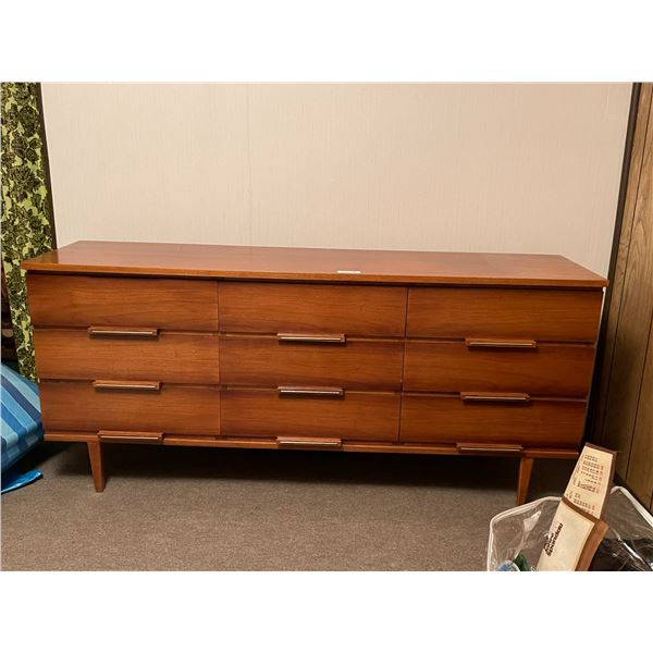 Teak Mid Century Modern 9 Drawer Dresser