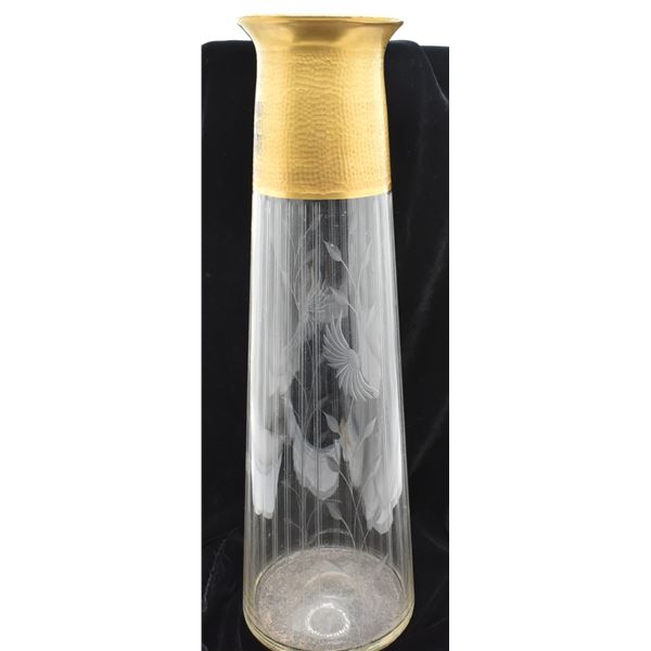 Tall Art Deco Crystal Floor Vase