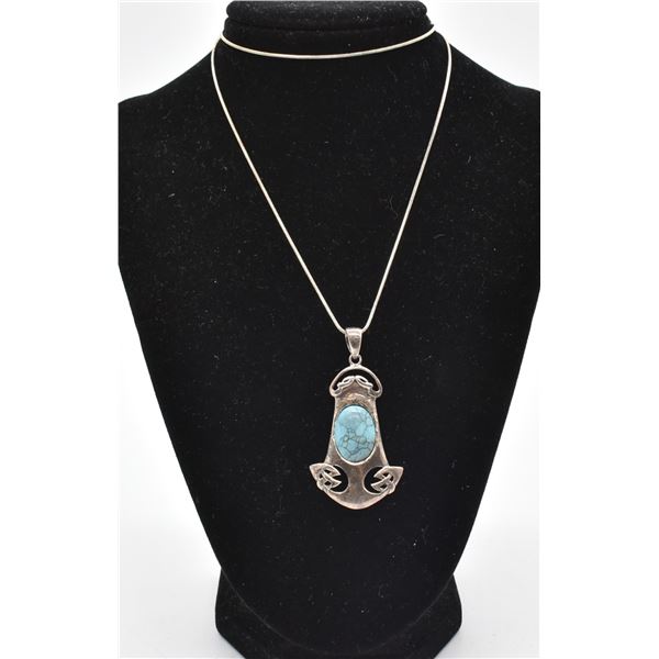 Sterling Turquoise Pendant Necklace