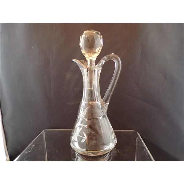 Antique Sterling Silver Overlay Glass Cruet