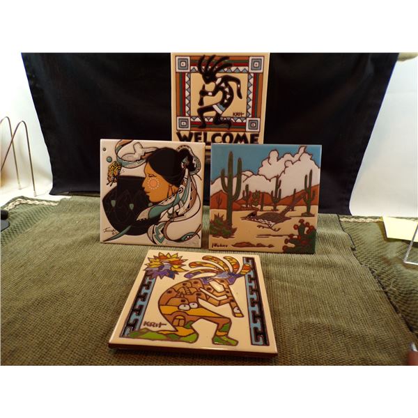 4 Southwestern Ceramic Tiles