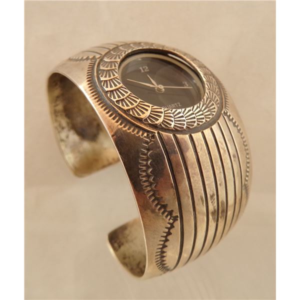Vintage Navajo Sterling Watch Bracelet