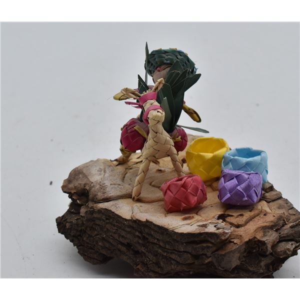 Miniature Mexican Wicker Man on Horse and Baskets