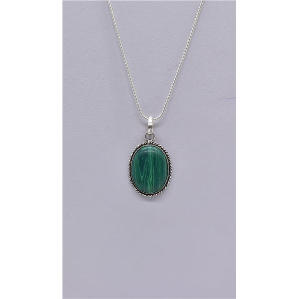 Sterling Malachite Pendant Necklace